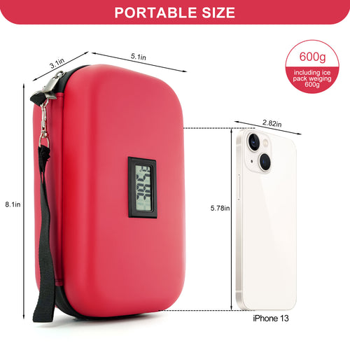Gosemai TSA Approved Insulin Cooler Travel Case Medication Cooler for Travel with Thermometer Temperature Display Diabetic Medication Organizer Medical Travel Cooler Bag with 2 Ice Pack